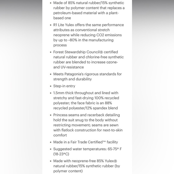 Patagonia R1 Lite Yulex 1.5mm Spring Jane Wetsuit Size 4 Shorts Sleeveless - Picture 15 of 16